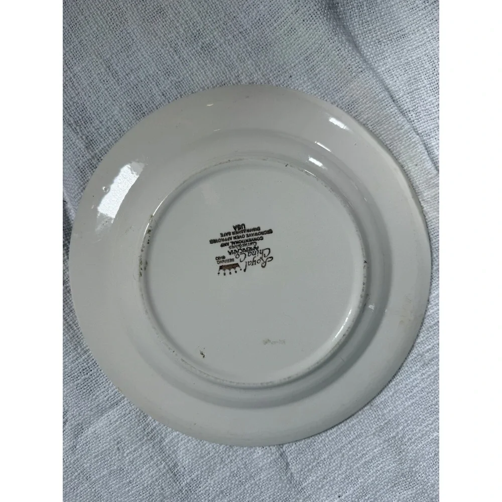 Royal China Americana Currier & Ives Blue White‎ Plates Old Grist Mill Set of 2